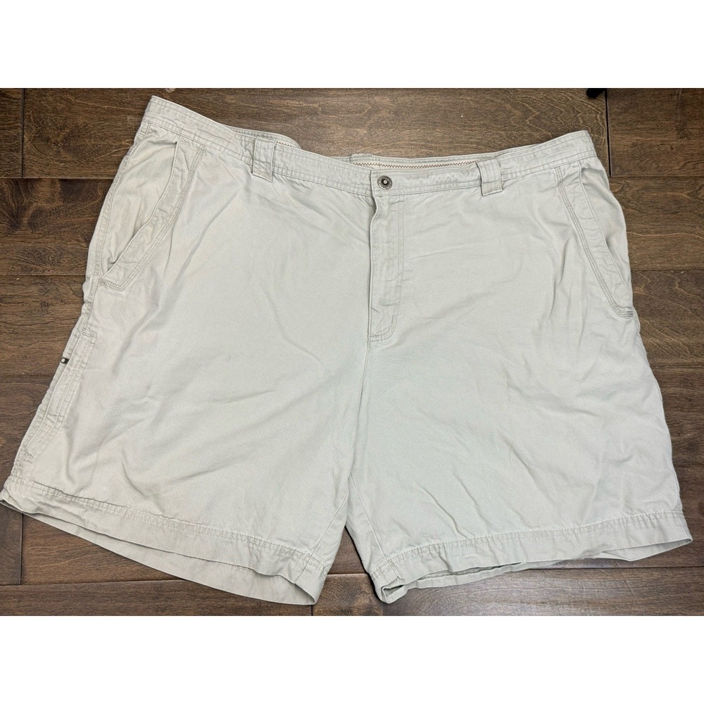 Columbia Shorts Men's 48"‎ Beige Hiking Chino Cotton Canvas 9" Inseam Zip Pocket